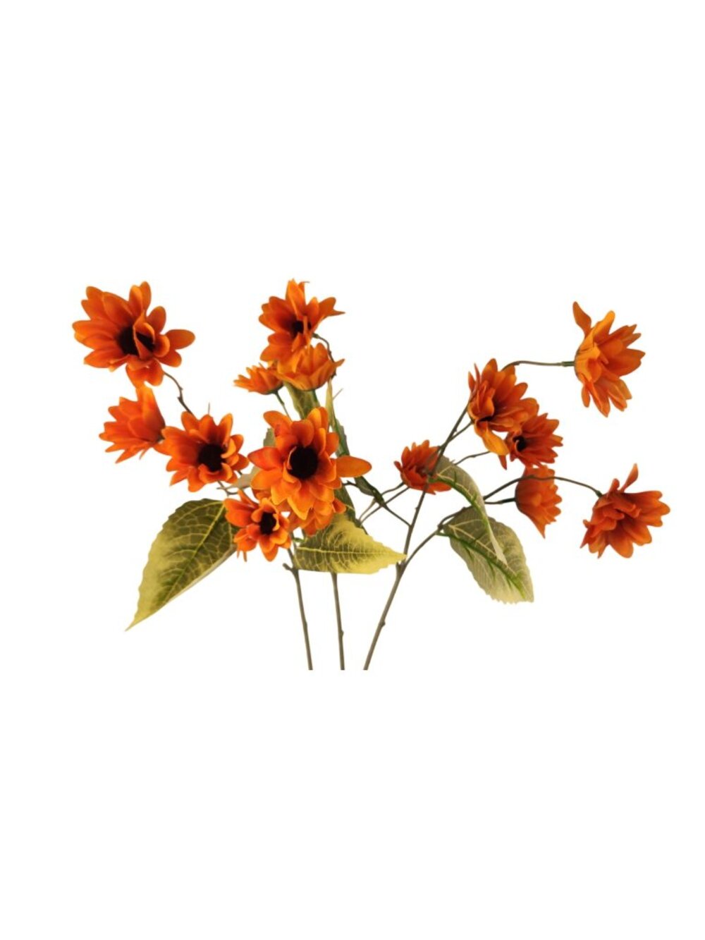 Artificial Orange Daisy Stems Set of 3 21 Inch Faux Silk Flowers Fall Decor